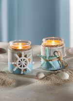 Maritime Teelichthalter aus Holz, 2er-Set 