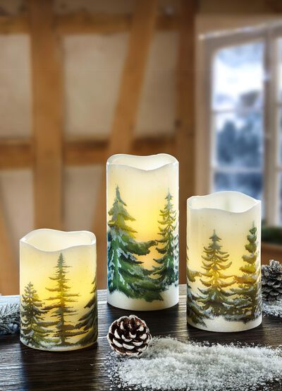 LED-Echtwachskerzen, 3er-Set 