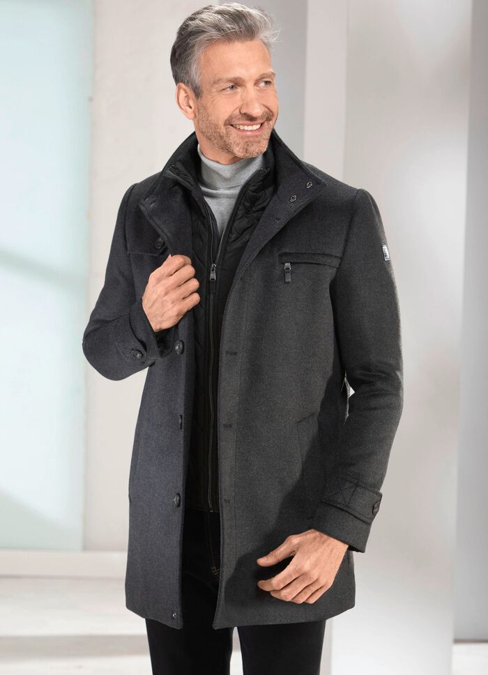 Mantel in 2 Farben DUNKELGRAU MELIERT