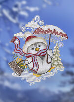 Fensterbild aus echter Plauener Spitze 