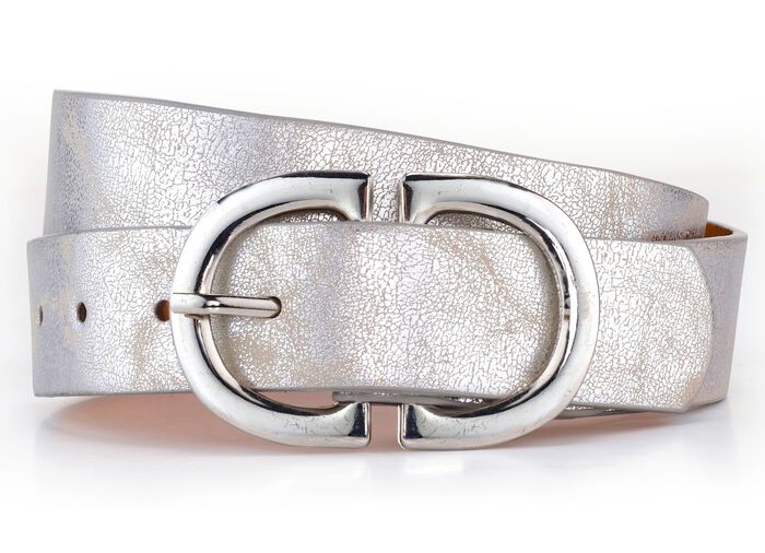 Lederg&uuml;rtel mit Lederfutter SILBER