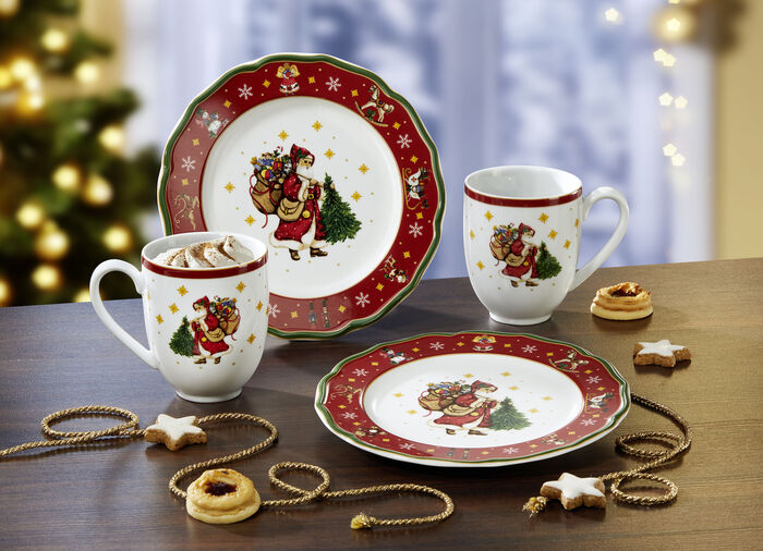 Gedeck-Set  4-teilig, aus dem Hause Hutschenreuther ROT-WEISS