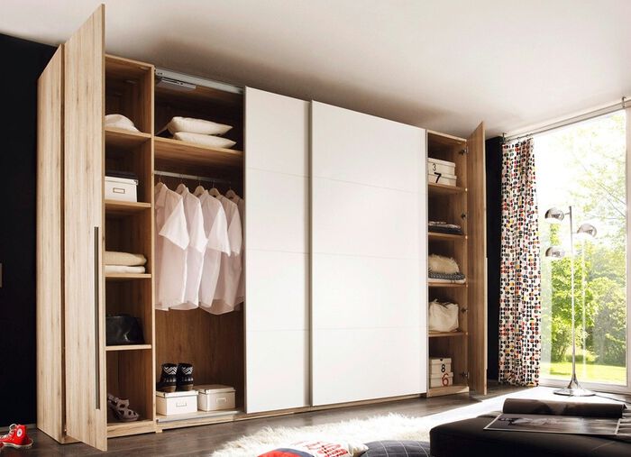 Moderner Schwebet&uuml;ren-Schrank SAN REMO-WEISS