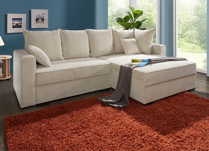 Polsterecke mit Bettfunktion und 2 Dekokissen 