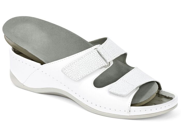 Mubb Pantolette mit Leder-Memory-Fußbett WEISS