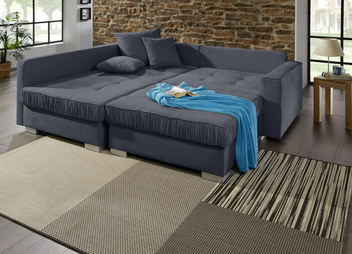 Ansprechende Polsterecke mit Hocker ANTHRAZIT