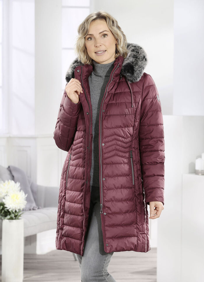 Kurzmantel mit seitlicher Längssteppung KASTANIE