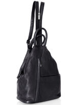 Laurina, Rucksack, Damen, mit zwei durch Rei&szlig;verschluss teilbare Umh&auml;ngeriemen SCHWARZ