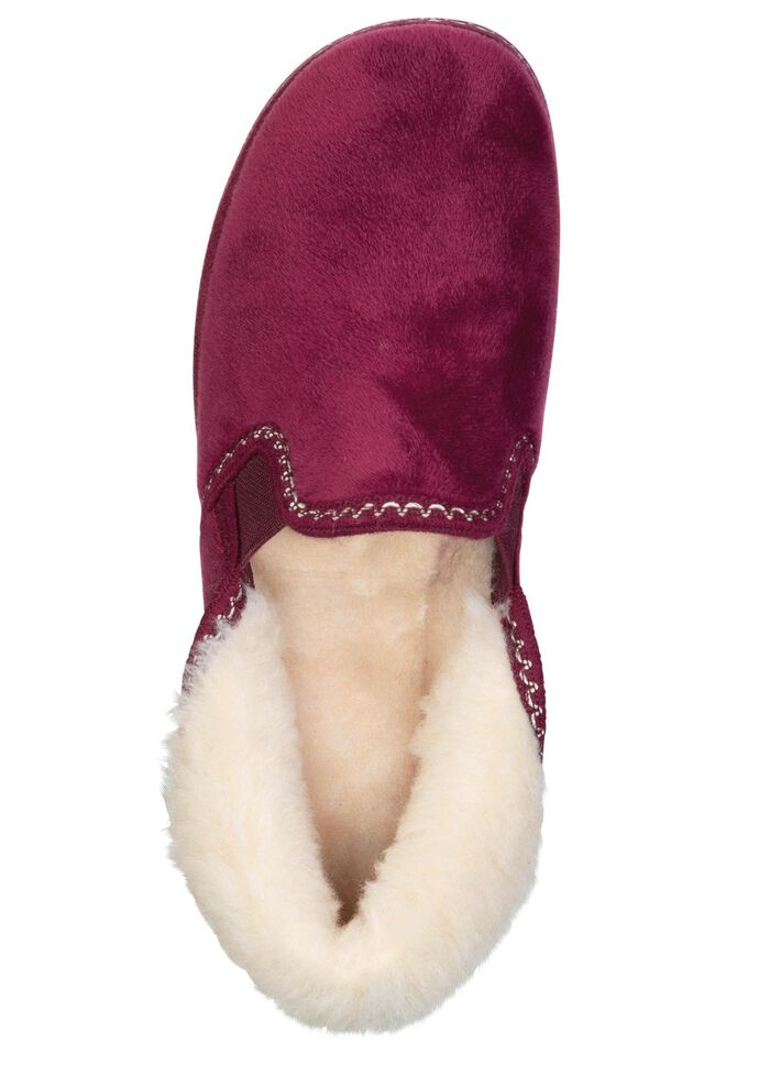 Laurina, warme Damen-Hausschuhe, mit Gummizug BORDEAUX
