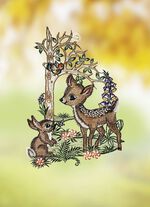 Fensterbild mit Rehkitz 