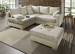 Ansprechende Polsterecke mit Hocker CREME