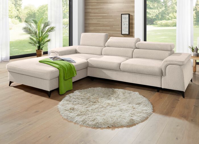 Polsterecke mit Bettfunktion und verstellbaren Kopfst&uuml;tzen 