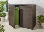 Doppel-Mülltonnenschrank mit witterungsbeständigem Kunststoffgeflecht BRAUN