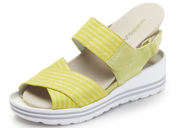 Waldl&auml;ufer Sandale mit sliberfarbenen Durchz&uuml;gen LIMETTE