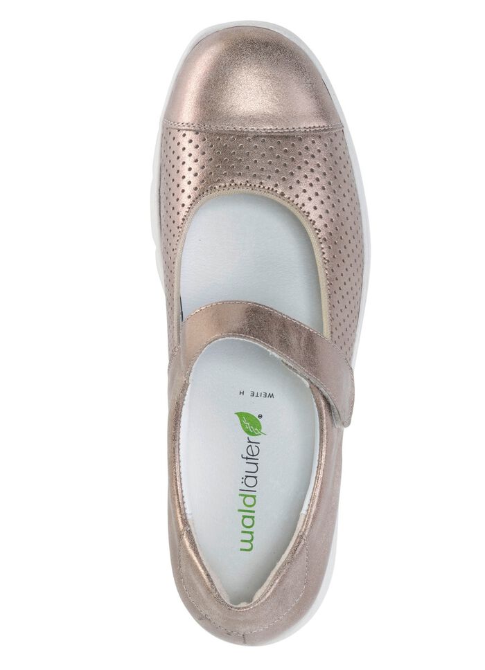 Waldl&auml;ufer Spangenschuh aus teilweise gelochtem Leder BRONZE