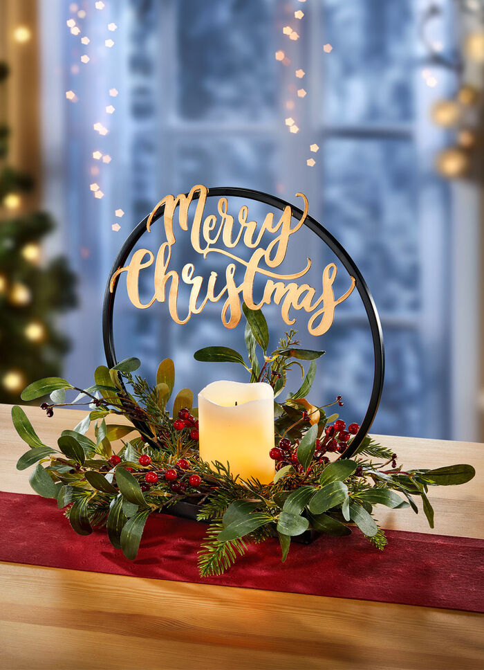 Batteriebetriebener Kranz mit LED-Kerze 