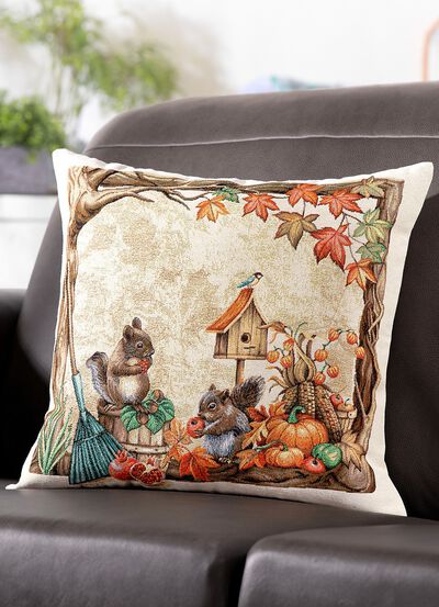 Gobelin-Kissenbezug mit Eichh&ouml;rnchenpaar 