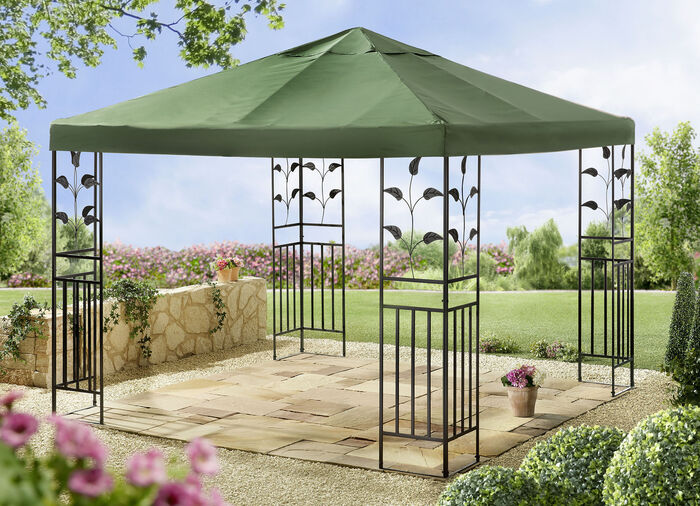 Pavillon Lukas mit pulverbeschichtetem Stahlgestell GRÜN