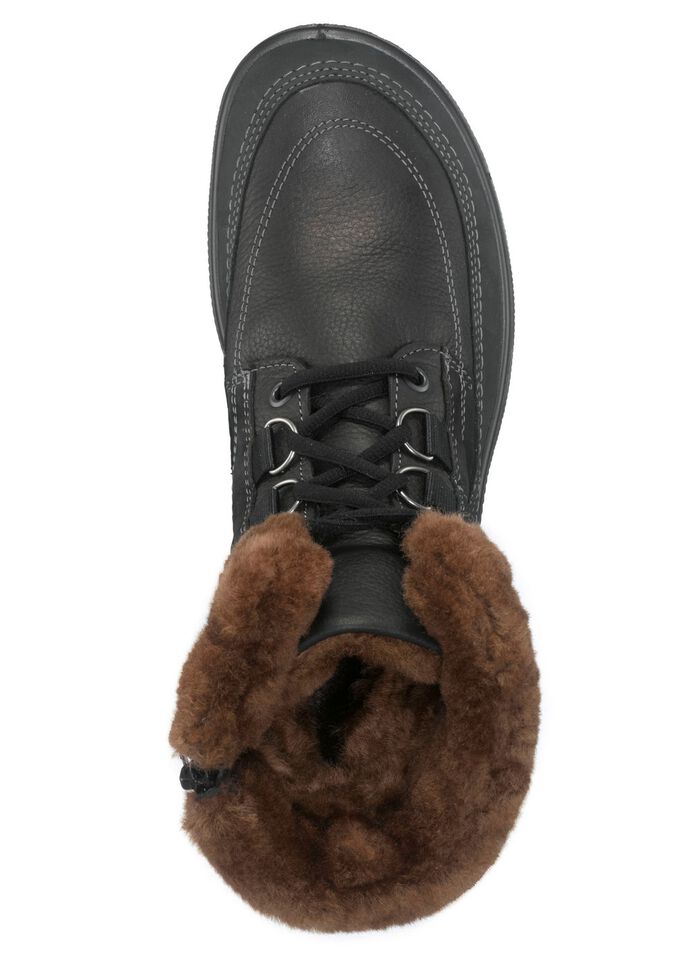 Schn&uuml;r-Booties mit echtem Lammfellfutter SCHWARZ