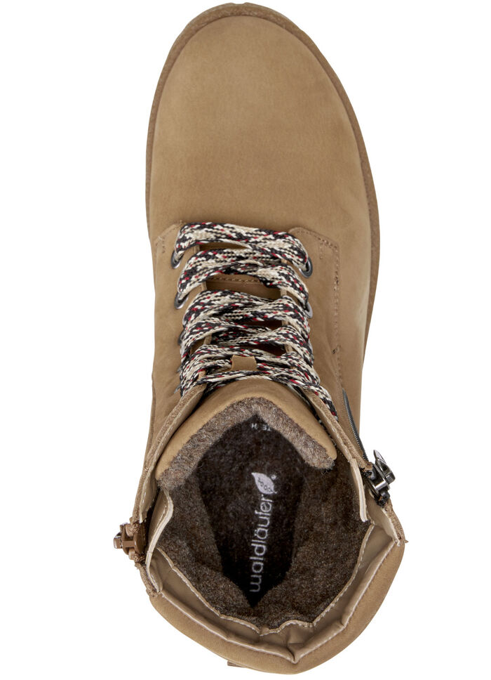 Waldläufer Schnür-Stiefelette aus bestem Nubukleder CAMEL