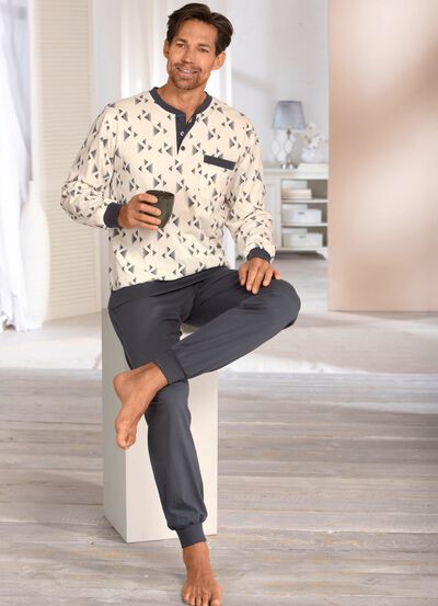 Zweierpack Schlafanz&uuml;ge mit Knopfleiste und B&uuml;ndchenabschl&uuml;ssen 