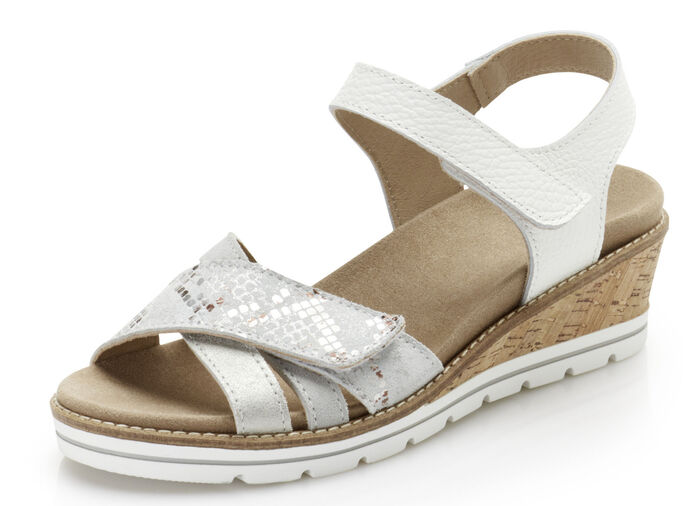 Sandalette mit Klettspangen WEISS-HELLGRAU