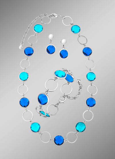 Schmuckset, 3-teilig, mit Kristallsteinen 