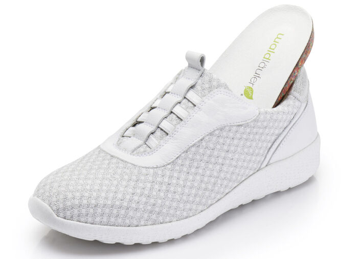 Waldläufer Slipper aus edel glitzerndem Textilmaterial WEISS