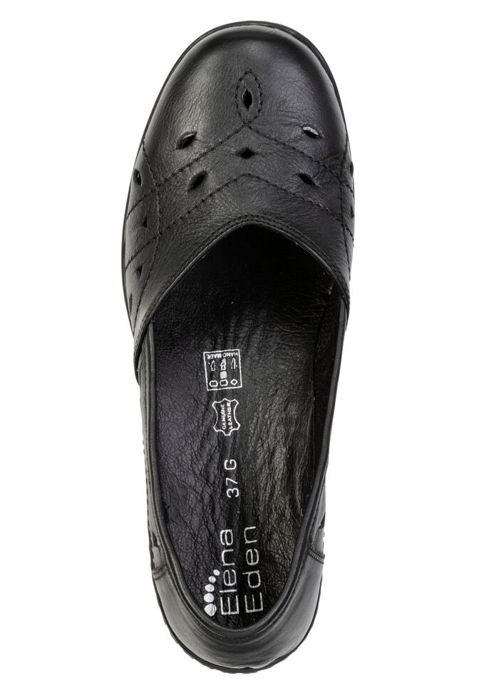 ELENA EDEN, bequeme Damen-Slipper, Weite H, mit herausnehmbarem Fußbett SCHWARZ