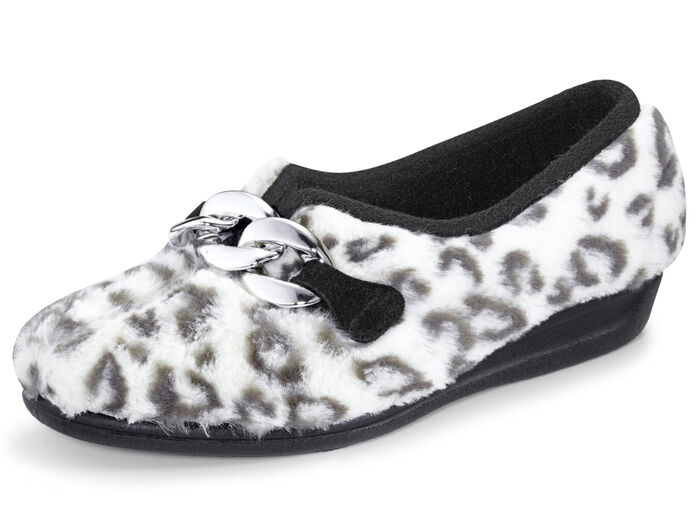 Hausschuh mit anatomisch geformtem Fußbett WEISS-SCHWARZ