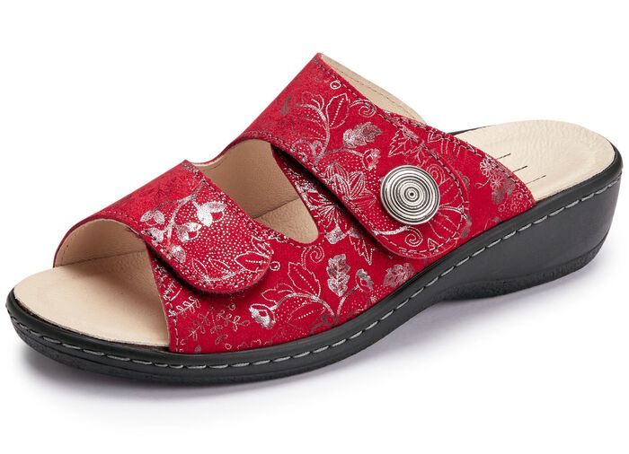 ELENA EDEN, klassische Damen-Pantoletten, Weite H, mit herausnehmbaren Fu&szlig;bett ROT