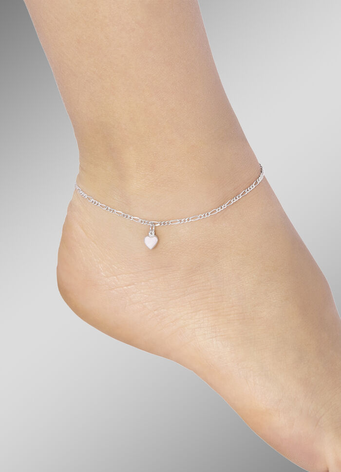 Zartes Figaro-Fußkettchen mit Herz-Anhänger 