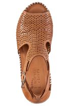 ELENA EDEN, sommerliche Damen-Sandaletten, mit verstellbarer Schlie&szlig;e NATURBRAUN