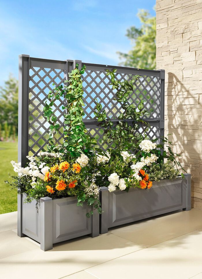 Pflanzkasten mit Spalier aus robustem Kunststoff 