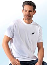 Dreierpack Shirts, uni mit Stickereimotiv 