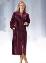 Hausmantel mit Stickerei- und Paillettenzier BORDEAUX