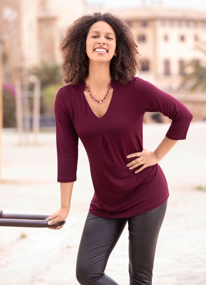 Shirt-Tunika mit V-Ausschnitt BORDEAUX