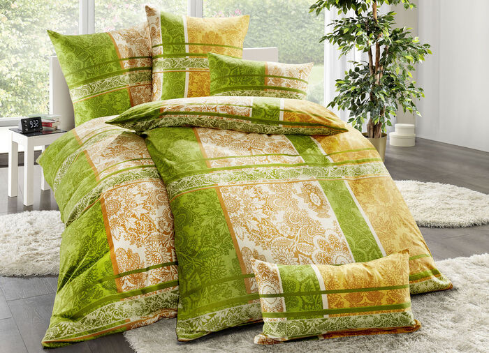 Beidseitig bedruckte Bettwäsche-Garnitur LINDGRÜN