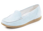 Waldl&auml;ufer, bequeme Damen-Slipper, Weite H, mit herausnehmbarem Fu&szlig;bett BLEU