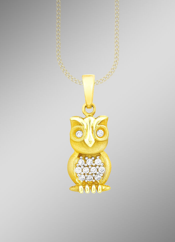 Süßer Eulen-Anhänger mit Zirkonia 