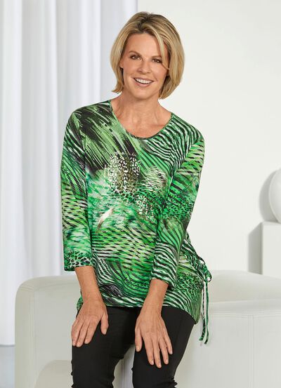 Shirt mit effektvollem Glanzdruck im Vorderteil 