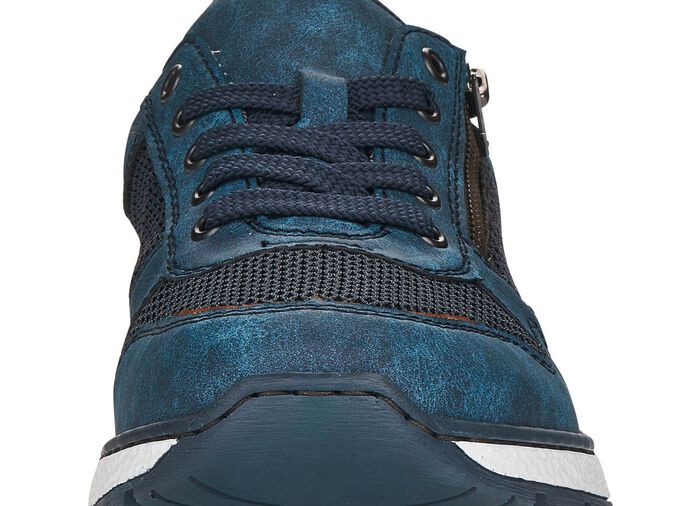 Rieker, bequeme Herren-Sneaker, Weite H, mit herausnehmbarem Fu&szlig;bett BLAU-BRAUN