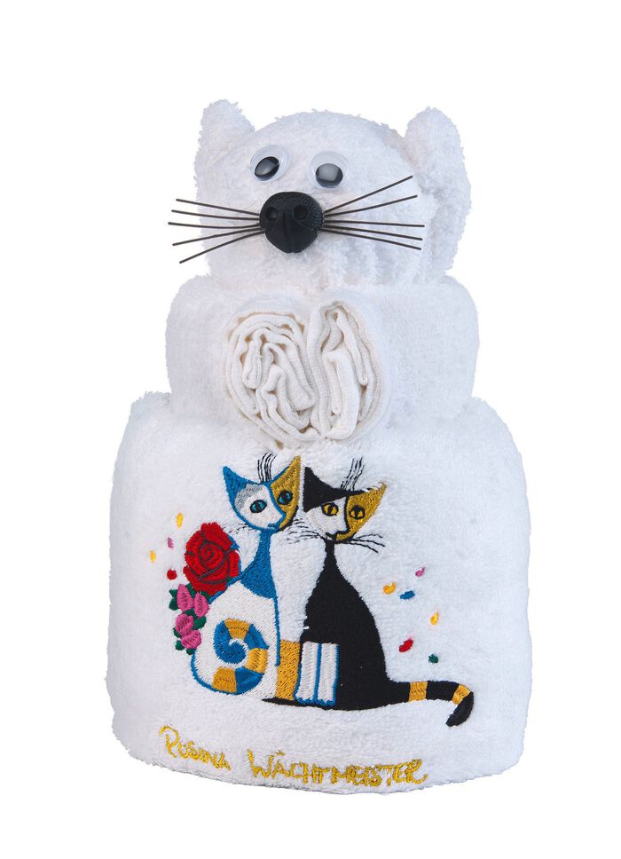 Frottier-Katze mit Motiv von der K&uuml;nstlerin Rosina Wachtmeister 