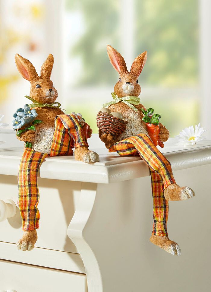 Kantenhocker, 2er-Set, aus Kunststein und Textilmaterial 