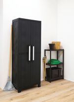 Ger&auml;teschrank Garage mit Holzlamellen-Effekt 