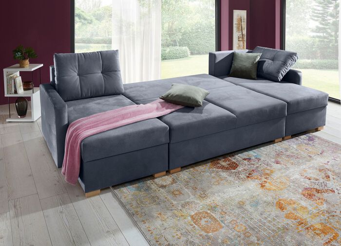 Gem&uuml;tliche Wohnlandschaft mit Bettfunktion und 3 Bettk&auml;sten 