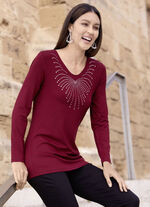 Shirt mit abgerundetem V-Ausschnitt in 4 Farben BORDEAUX