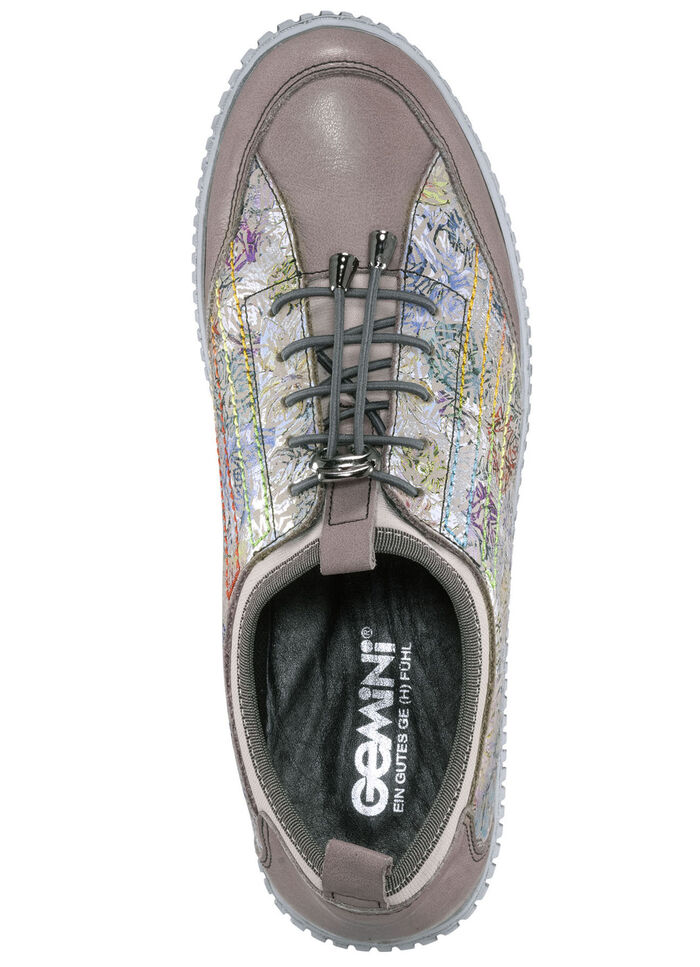 Gemini Sneaker aus teilweise floral bedrucktem Rindleder TAUPE-BUNT