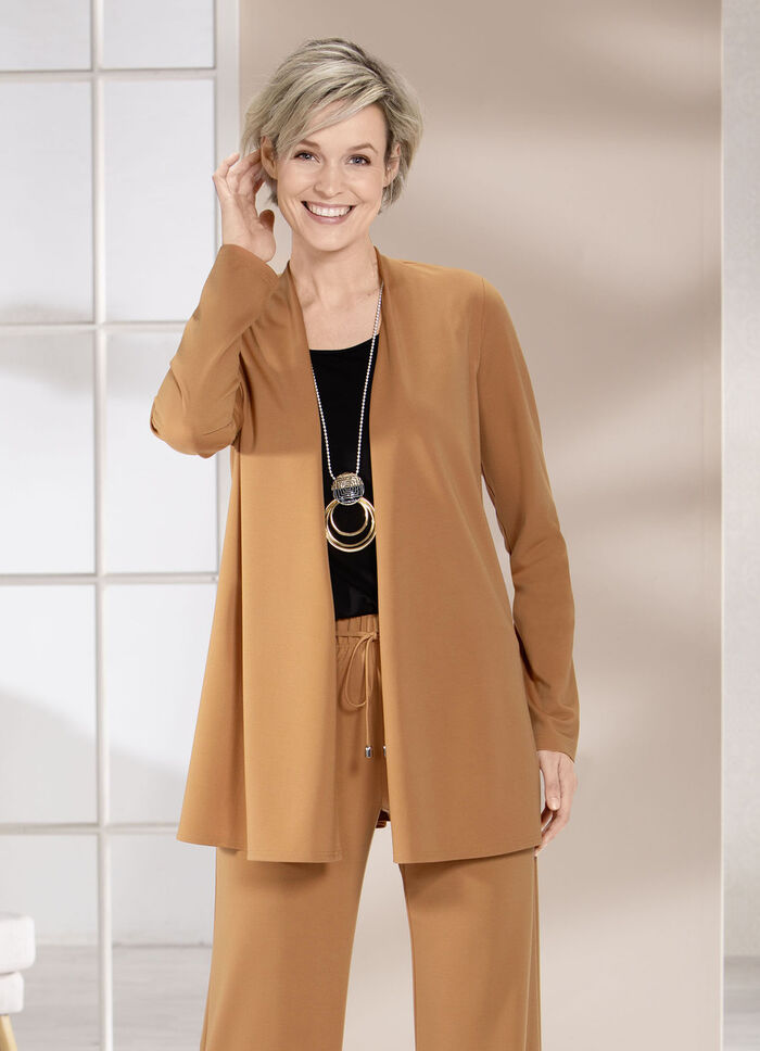 Shirtjacke in verschlussloser Form in 4 Farben CAMEL