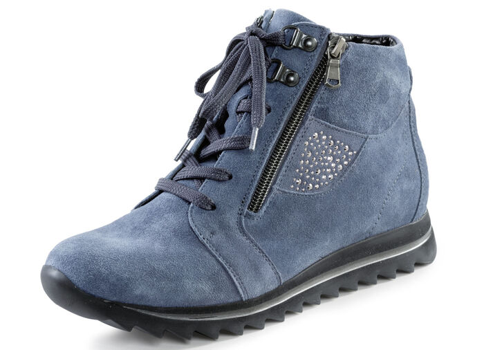 Waldläufer Schnür-Bootie mit seitlichen Glitzersteinchen JEANS